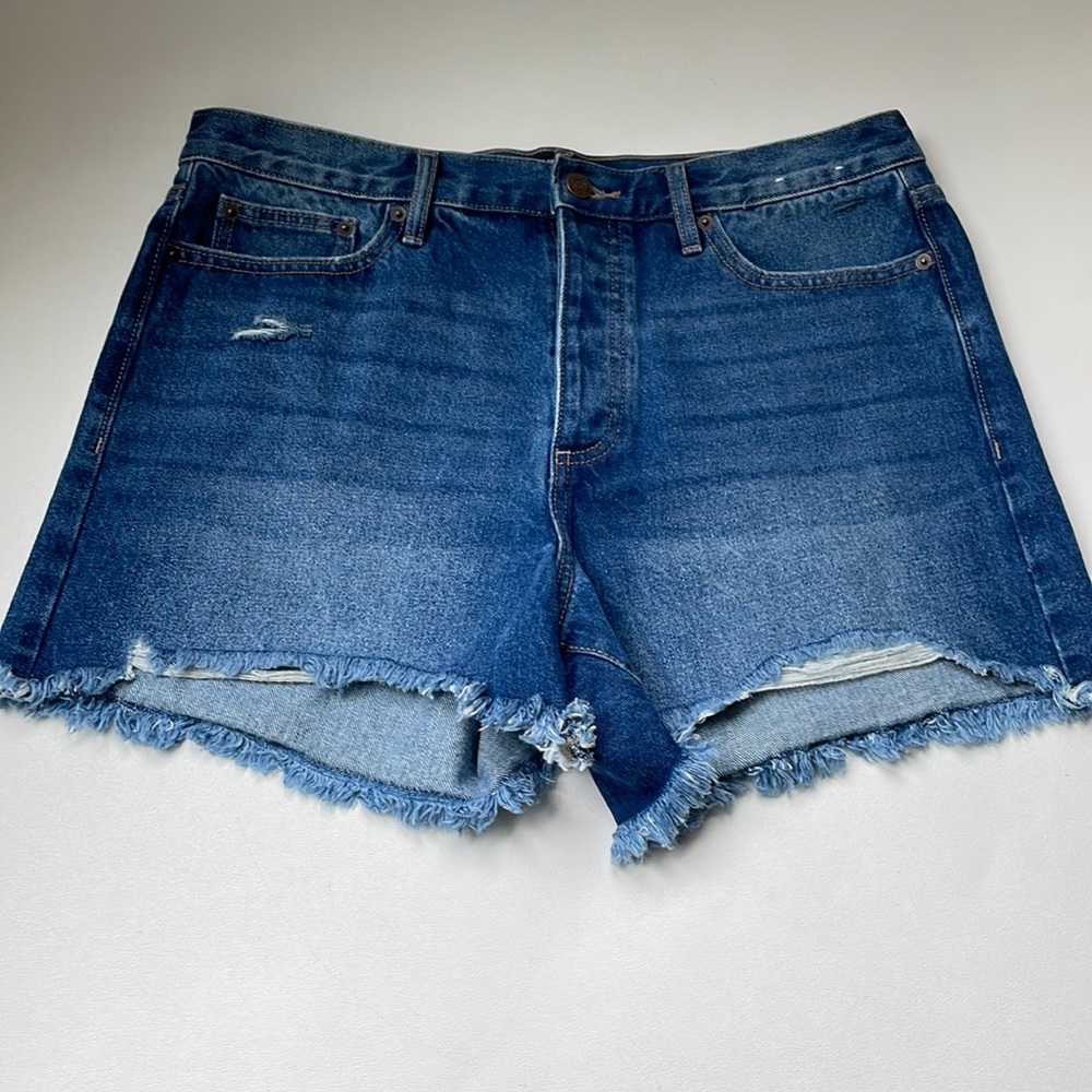 Calvin Klein Jeans Shorts Womens 31 High Rise Blue Denim Button Fly Cut …